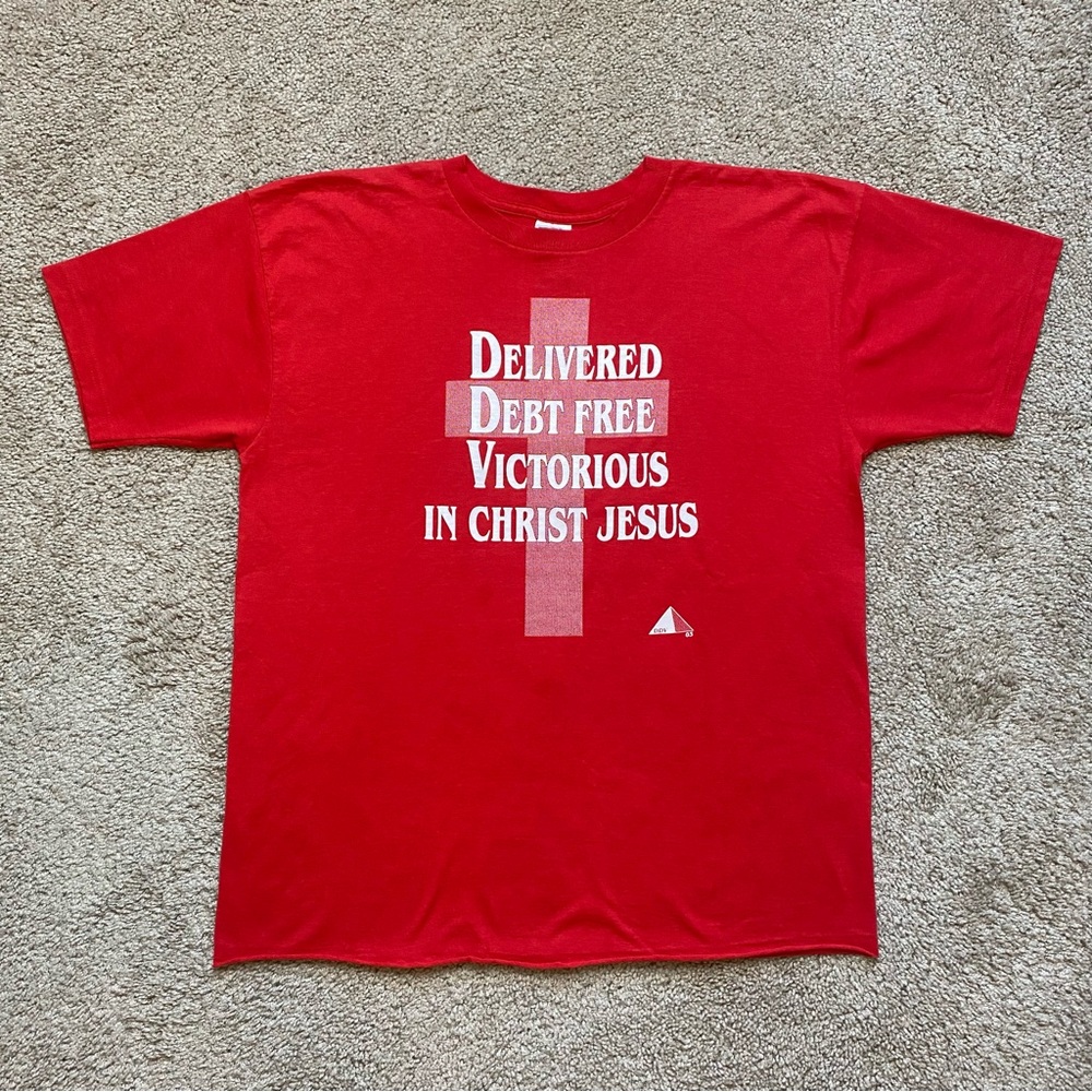 Vintage Jesus T Shirt Delivered Debt Free Victorious